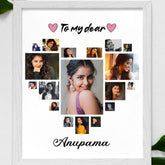 Personalised Heart Collage Photo Frame – Gift for Her